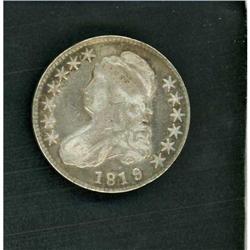 1819 Capped Bust 50C 9 over 8 Large 9 RAW F-VF O-102