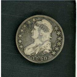 1820 Capped Bust 50C 20/19 Curl base 2 RAW F12 O-102