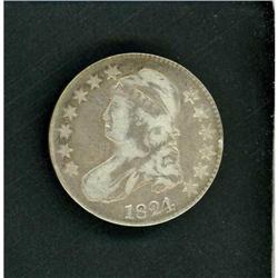 1824 Capped Bust Half Dollar. 4 over 1 RAW F15 O-101
