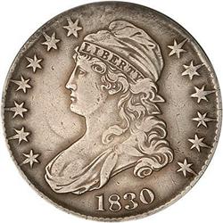 1830 Capped Bust Half Dollar. Small 0 RAW VF 25 O-114