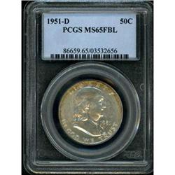 1951-D Franklin Half Dollar PCGS MS65FBL