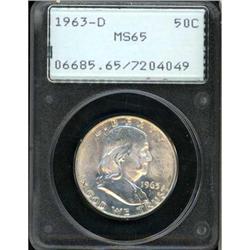 1963-D Franklin Half Dollar PCGS MS65