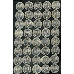 Lot of Six Franklin Half BU Rolls 1960, 1960-D & 1961