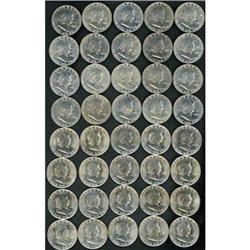 Lot of Three Franklin Half Dollar BU Rolls 1949-1963