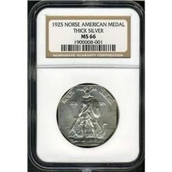 1925 Norse American Medal. Thick silver. NGC MS66