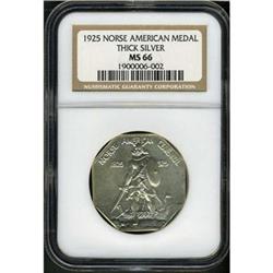 1925 Norse American Medal. Thick silver. NGC MS66