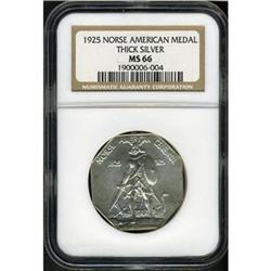 1925 Norse American Medal. Thick silver. NGC MS66