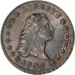 1795 Flowing Hair Dollar. 2 leaves RAW Choice AU