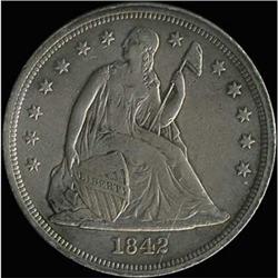 1842 Liberty Seated Dollar RAW