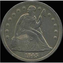 1845 Liberty Seated Dollar RAW