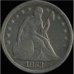 1853 Liberty Seated Dollar RAW