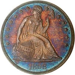 1858 Liberty Seated Dollar PCGS PR64