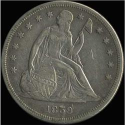 1859 Liberty Seated Dollar RAW