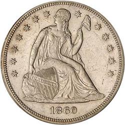 1860 Liberty Seated Dollar RAW MS60 Semi PL Surfaces