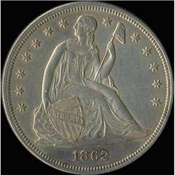1862 Liberty Seated Dollar RAW