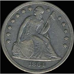 1864 Liberty Seated Dollar RAW