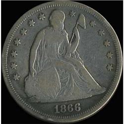 1866 Liberty Seated Dollar. With motto RAW