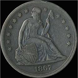 1867 Liberty Seated Dollar RAW