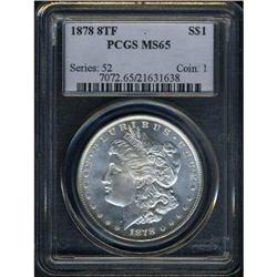 1878 Morgan Dollar. 8 tail feathers PCGS MS65