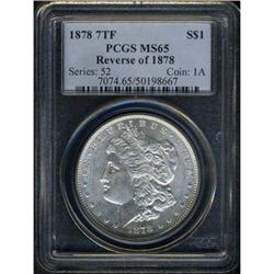 1878 Morgan $1 7 tail feathers rev of 1878 PCGS MS65
