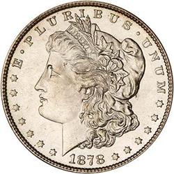 1878 Morgan $1. 7 tail feathers rev of 1879 PCGS MS65