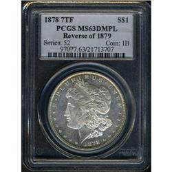 1878 Morgan $1 7 tail feath rev of 1879 PCGS MS63DMPL