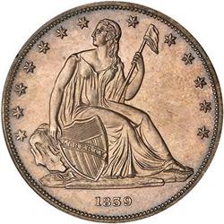 1839 Pattern Dollar. Silver Reeded J-104 PCGS PR63