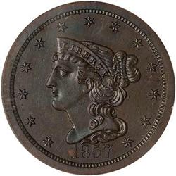 1857 H1C Coronet Head Half Cent PCGS PR63 BN
