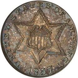 1857 Silver Three Cents NGC PF65