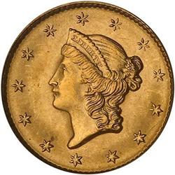 1849 $1 Gold Liberty. Open wreath PCGS MS64