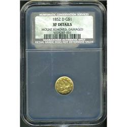 1852-D $1 Gold Liberty NCS XF DETAILS