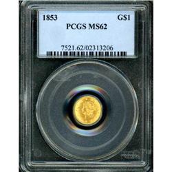 1853 $1 Gold Liberty PCGS MS62