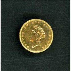 1855 $1 Gold Indian RAW Details of AU Net G4