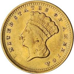 1858-D $1 Gold Indian ANACS AU50 Details