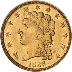 1836 $2.50 Classic Head. Script 8 NGC AU58