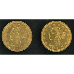 Lot of Two Liberty Quarter Eagles RAW VF