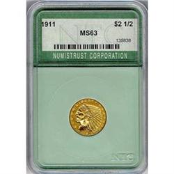 1911 $2.50 MS60 (Numistrust MS63 graded)