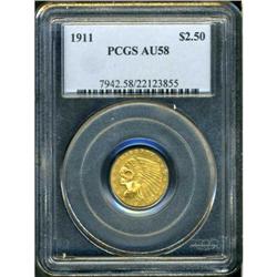 1911 $2.50 Indian PCGS AU58