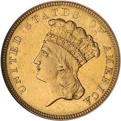1854-O $3 Gold ANACS AU50