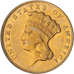 1873 $3 Gold. Closed 3 PCGS AU53