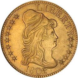 1802 $5 Capped Bust. 2 over 1 ANACS MS60 Details