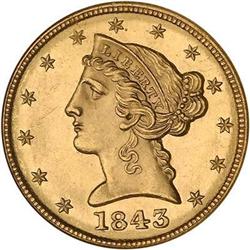1843 $5 Liberty NGC MS63*