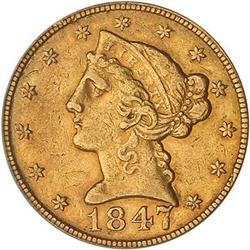 1847-C $5 Liberty PCGS XF40