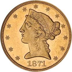1871 $5 Liberty ANACS MS62