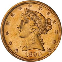 1890-CC $5 Liberty PCGS MS63