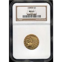 1909-D $5 Indian NGC MS61