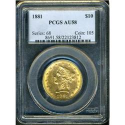 1881 $10 Liberty PCGS AU58