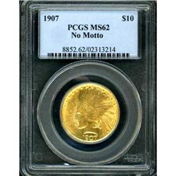 1907 $10 Indian. No periods PCGS MS62 No Motto