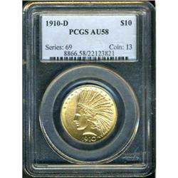 1910-D $10 Indian PCGS AU58