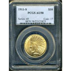 1911-S $10 Indian PCGS AU58